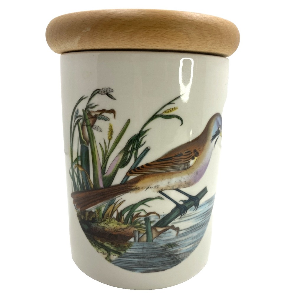 Vtg Rare Portmeirion Birds of Britain Bearded Tit 4.5" Jar with Lid Canister - Picture 1 of 11